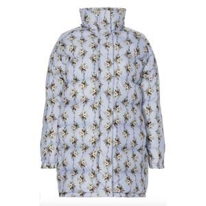 Rachel Antonoff Light Blue Jemma Floral Cocoon Puffer Jacket Small Coat